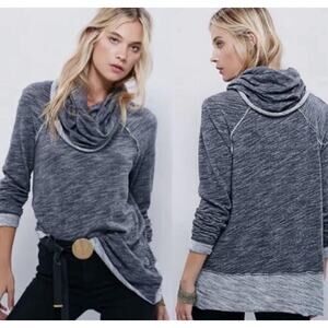 Free People FP Beach Hoodie Womens One Size Gray Lightweight Cowl Neck Pullover